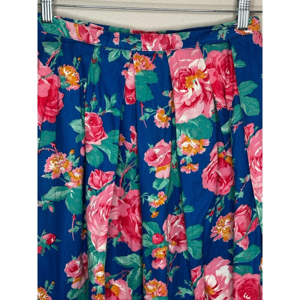Handmade Vintage Blue Floral Maxi Skirt Pink Border Cottagecore Boho Romantic - Picture 2 of 5
